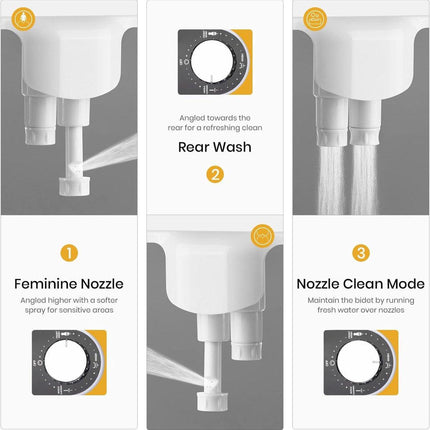 bidet - Toilet bidet | With 2 spray heads - Self-cleaning bidet spray - Adjustable water pressure - Toilet bidet attachment - Comes with a bidet installation video.