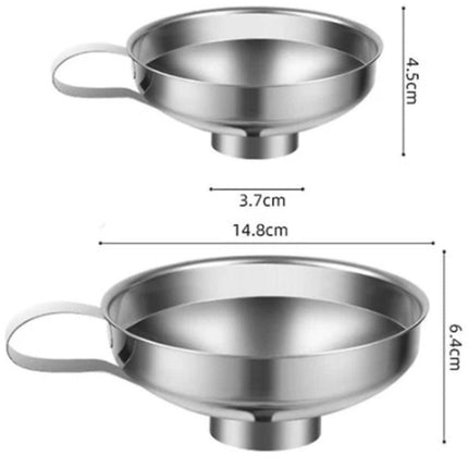 2-Pack - Funnels - Stainless Steel - Kitchen Funnels - Jam Can Funnels.