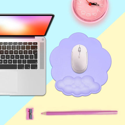 Mouse Pad - Mouse Pad with Wrist Rest - Ergonomic Mouse Pad - Mouse Pad with Leather Surface, Suitable for Computers, Laptops, Office, Home and Travel, with Non-Slip Bottom - Purple.