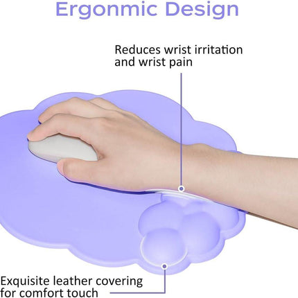 Mouse Pad - Mouse Pad with Wrist Rest - Ergonomic Mouse Pad - Mouse Pad with Leather Surface, Suitable for Computers, Laptops, Office, Home and Travel, with Non-Slip Bottom - Purple.