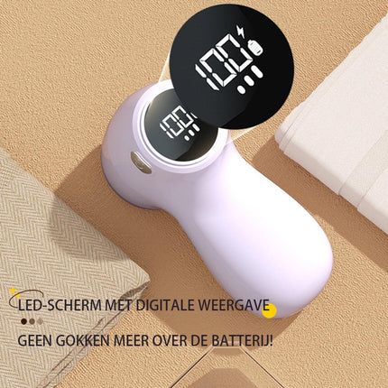 Rechargeable Lint Remover with Display - Lint Remover - Suction and Shave Function - Lint Remover - Type-C Charging - 3 Working Modes & 6-Blade System - Purple.