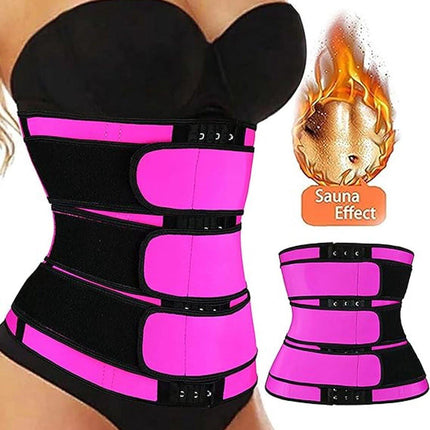 Women Sweat Reducer Training Belt - Sweatband - Waist Trainer - Slimming Belly Band - 3-Row Closure & Breathable Material - Extended Sizes (S to 6XL) - Red, 4XL.