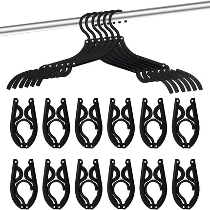 12-pack - Travel Hangers - Portable - Foldable Hangers - Travel Accessories (Black).