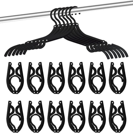 12-pack - Travel Hangers - Portable - Foldable Hangers - Travel Accessories (Black).