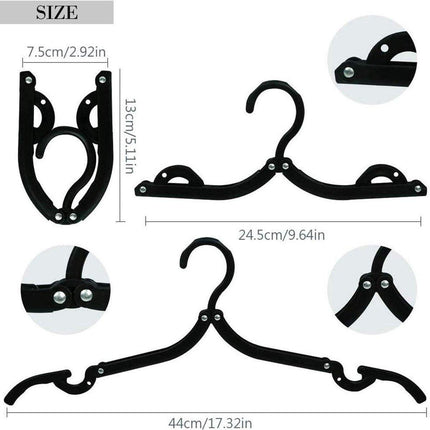 12-pack - Travel Hangers - Portable - Foldable Hangers - Travel Accessories (Black).