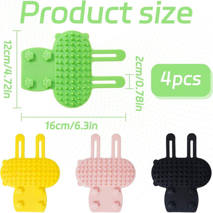 Cat Toys - Set of 4 - Scratching Post - Cat Comb - Made of Silicone - Reduces flying hair, scratching and itching - An excellent gift for cat lovers to give to their beloved pets..
