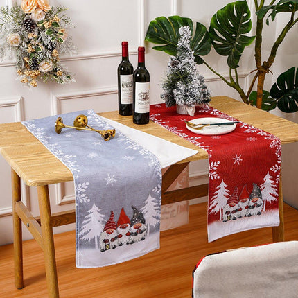 Tablecloth - Two-pack - Christmas tablecloth - Snowflake table runner - textile table runners (Gray + Red).