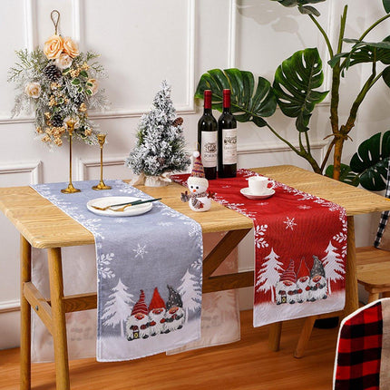 Tablecloth - Two-pack - Christmas tablecloth - Snowflake table runner - textile table runners (Gray + Red).