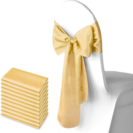 Elastic Chair Covers - 10 Pieces - Chair Covers - Chair Bows - Chair Decorations - Christmas Decorations - Suitable for Weddings, Parties, Banquets - Elegant Chair Bows - Christmas Decorations for Events - Yellow.