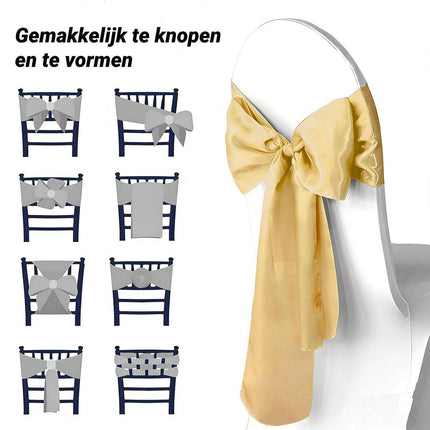 Elastic Chair Covers - 10 Pieces - Chair Covers - Chair Bows - Chair Decorations - Christmas Decorations - Suitable for Weddings, Parties, Banquets - Elegant Chair Bows - Christmas Decorations for Events - Yellow.