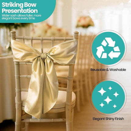 Elastic Chair Covers - 10 Pieces - Chair Covers - Chair Bows - Chair Decorations - Christmas Decorations - Suitable for Weddings, Parties, Banquets - Elegant Chair Bows - Christmas Decorations for Events - Yellow.