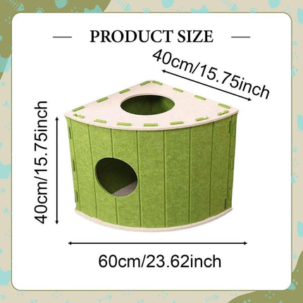 Cat House - Cat Basket - Cat Den - Felt-Shaped Cat Bed - Suitable for All Seasons - Warm | Scratch-Resistant - Pet Bed | Deep Sleeping Bed - Green.