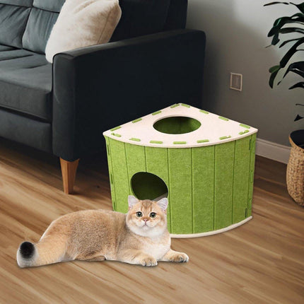 Cat House - Cat Basket - Cat Den - Felt-Shaped Cat Bed - Suitable for All Seasons - Warm | Scratch-Resistant - Pet Bed | Deep Sleeping Bed - Green.