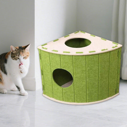 Cat House - Cat Basket - Cat Den - Felt-Shaped Cat Bed - Suitable for All Seasons - Warm | Scratch-Resistant - Pet Bed | Deep Sleeping Bed - Green.
