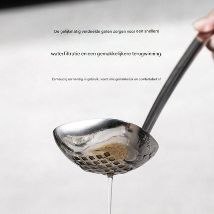 Soup Spoon Set - 2-Piece - Stainless Steel Soup Spoon - Strainer - Hanging Spoon - For Serving Soup - For Serving Porridge - Heat Resistant - Non-Slip - High Temperature Resistant.