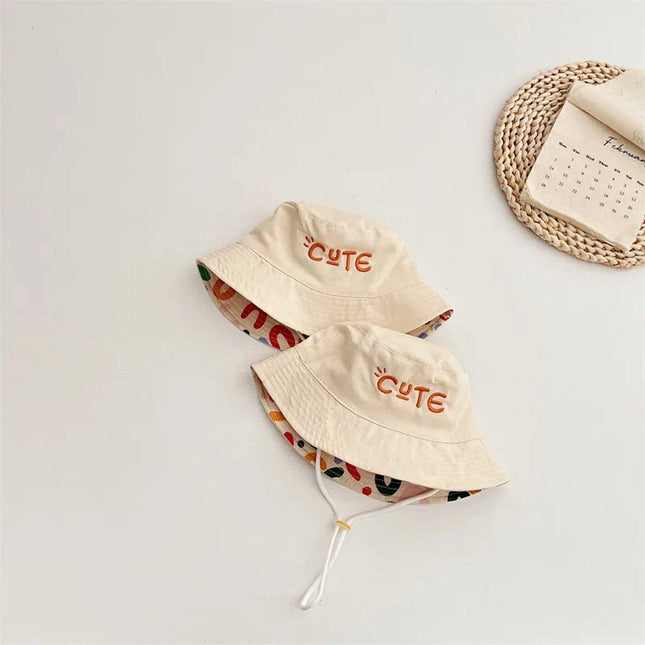 Baby Hat - Reversible Summer Hat - Summer Hat with Embroidered Letters - Size 52.