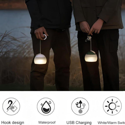 Night Light - Outdoor Camping Lamp - Atmospheric Decorative Lighting - Round Camping Lamp - 3 Brightness Levels - Hook Mount - Suitable for emergencies, tents, fishing, and other occasions. (White).