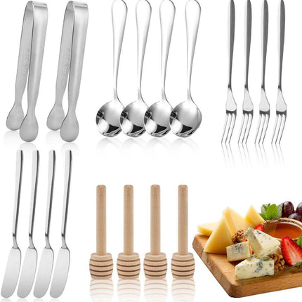 cutlery set - 16-piece set - cheese knife | pastry forks | oval coffee spoons | kitchen tongs & serving tongs | stirring spoon.