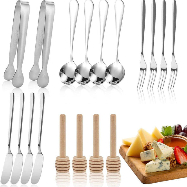 cutlery set - 16-piece set - cheese knife | pastry forks | oval coffee spoons | kitchen tongs & serving tongs | stirring spoon.