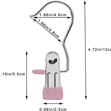Clothes Pegs - Hangers with Clips - Stainless Steel Trouser Clips with Anti-Slip - Clothes Hooks - Hat Clips - Sock Clips - For Skirts, Trousers & Scarves (Pink, Pack of 10).
