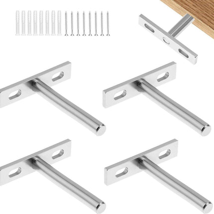 Floating Shelf Brackets - Pack of 4 - Shelf Brackets - 75mm (3 inch) Heavy-Duty Concealed Shelf Brackets - Includes Mounting Screws - For supporting wall display cases and furniture shelves.