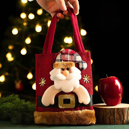 Christmas Gift Bags - Set of 3 - Velvet Material - Candy Bags for Kids - Christmas Apple Bags - Reusable Christmas Gift Bags - Party Bags - 35*20cm.