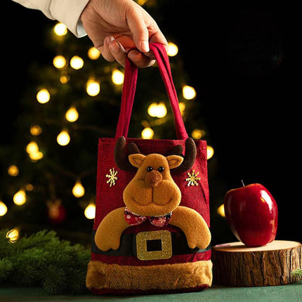 Christmas Gift Bags - Set of 3 - Velvet Material - Candy Bags for Kids - Christmas Apple Bags - Reusable Christmas Gift Bags - Party Bags - 35*20cm.