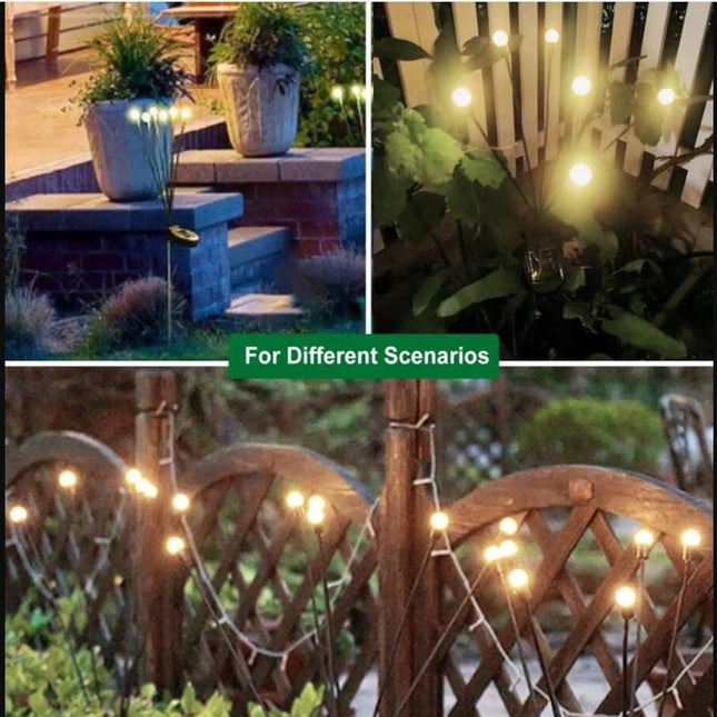 Outdoor Lighting - Solar Garden Lighting - Mood Lamp - LED Solar Garden Lamp - Firefly Shaped - 6 Pots x 2 - Waterproof for Outdoor Use - Suitable for Decorating Patio Paths - Warm Tones.