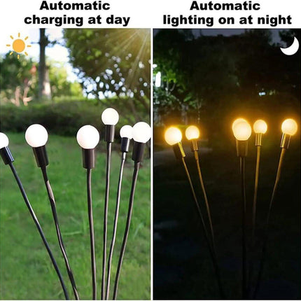 Outdoor Lighting - Solar Garden Lighting - Mood Lamp - LED Solar Garden Lamp - Firefly Shaped - 6 Pots x 2 - Waterproof for Outdoor Use - Suitable for Decorating Patio Paths - Warm Tones.