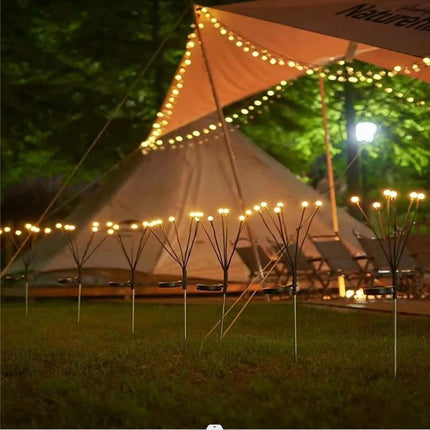 Outdoor Lighting - Solar Garden Lighting - Mood Lamp - LED Solar Garden Lamp - Firefly Shaped - 6 Pots x 2 - Waterproof for Outdoor Use - Suitable for Decorating Patio Paths - Warm Tones.