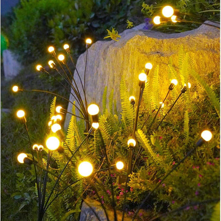 Outdoor Lighting - Solar Garden Lighting - Mood Lamp - LED Solar Garden Lamp - Firefly Shaped - 6 Pots x 2 - Waterproof for Outdoor Use - Suitable for Decorating Patio Paths - Warm Tones.