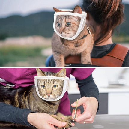 1 Piece - Adjustable Visor - Muzzle with Wide Field of View - Breathable and Bite-Resistant Muzzle - Muzzle for Cat Grooming（S：Suitable for cats with a head circumference of 17-21 cm）.