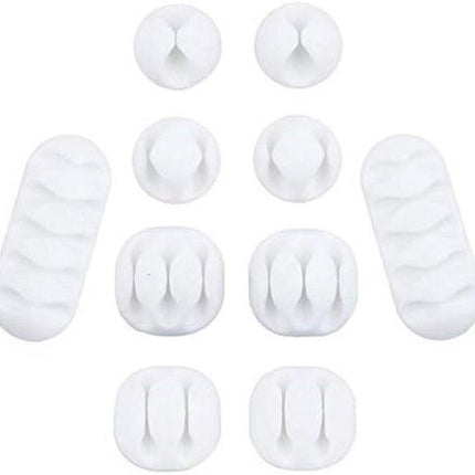 10-Piece Desk Cable Management Set - Multifunctional Cable Clamps - Desk Cable Organizer for TV, PC, Laptop, Home Office - (White).
