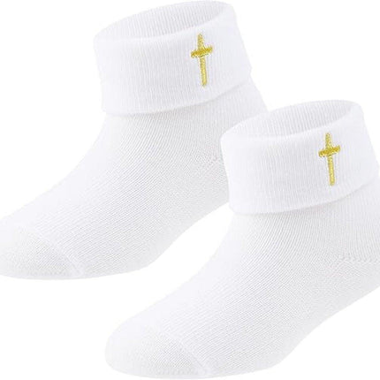 1 pair of baby socks - white cotton socks, suitable for both boys and girls - white - suitable for babies from 0-12 months.