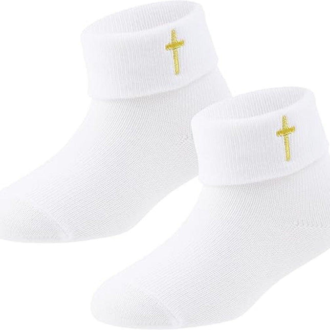 1 pair of baby socks - white cotton socks, suitable for both boys and girls - white - suitable for babies from 0-12 months.