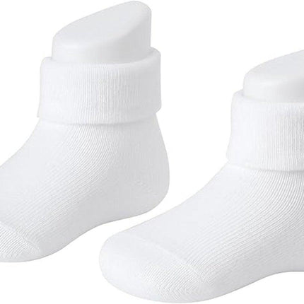 1 pair of baby socks - white cotton socks, suitable for both boys and girls - white - suitable for babies from 0-12 months.