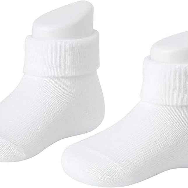 1 pair of baby socks - white cotton socks, suitable for both boys and girls - white - suitable for babies from 0-12 months.