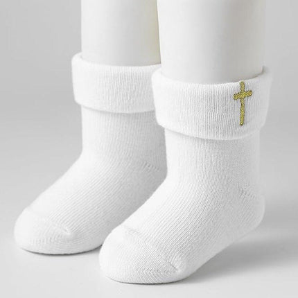 1 pair of baby socks - white cotton socks, suitable for both boys and girls - white - suitable for babies from 0-12 months.