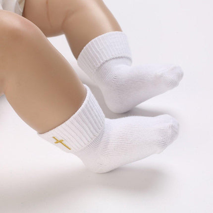 1 pair of baby socks - white cotton socks, suitable for both boys and girls - white - suitable for babies from 0-12 months.