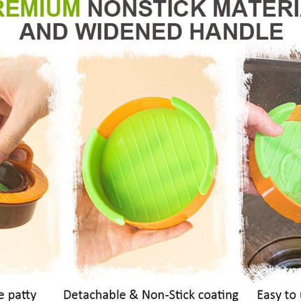 3-in-1 Hamburger and Hamburger Press - Hamburger Mold - Non-stick, durable patty maker for stuffed burgers and sliders - Easy to clean - Orange.