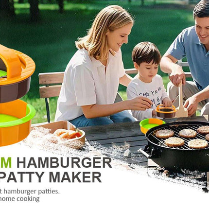 3-in-1 Hamburger and Hamburger Press - Hamburger Mold - Non-stick, durable patty maker for stuffed burgers and sliders - Easy to clean - Orange.