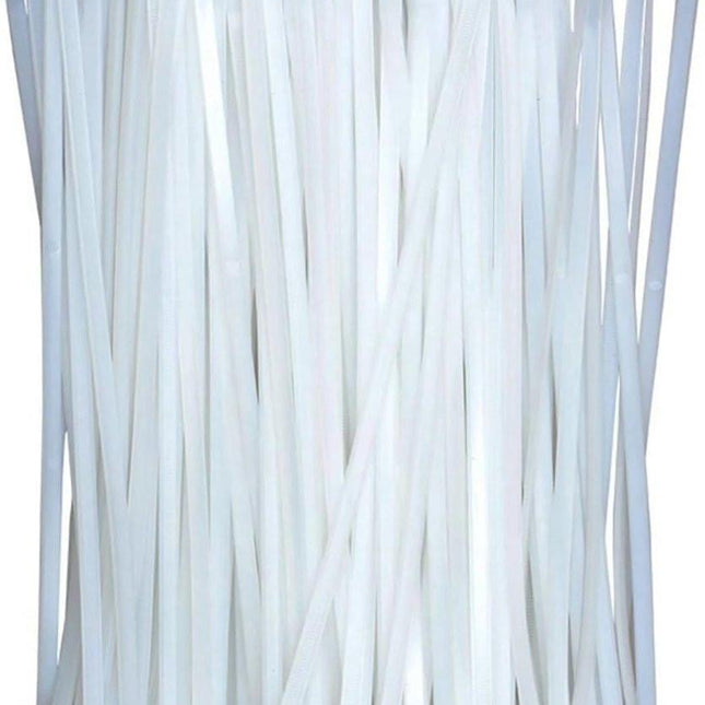 Nylon Cable Ties - Pack of 100 - 300mm x 4.8mm - Large White Nylon Cable Ties - Extra Strong - Tensile Strength 23kg - Self-Locking Plastic Cable Ties - Suitable for Home, Garden and Office Use..