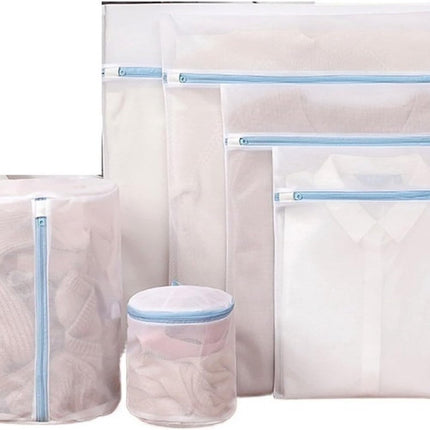 Laundry Bag - Blue Laundry Bags with Zipper - Fine Mesh Storage Bags - Protect Your Laundry and Washing Machine - Laundry Bags for Washing Bras, Underwear, Socks, Baby Clothes, Travel and Storage - Set of 6.