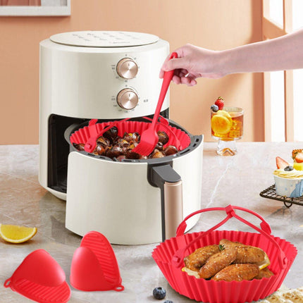 Accessories for the air fryer - baking tray, oven mitts, brush, tongs - suitable for kitchen, cooking, baking and grilling - five-piece set.