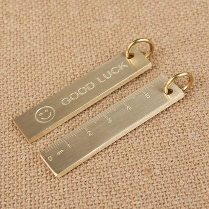 Keychain - Set of 4 - Small metal ruler - Brass gold ruler 6 cm - Decorative key ring - Keychain with bookmark - Accessories.