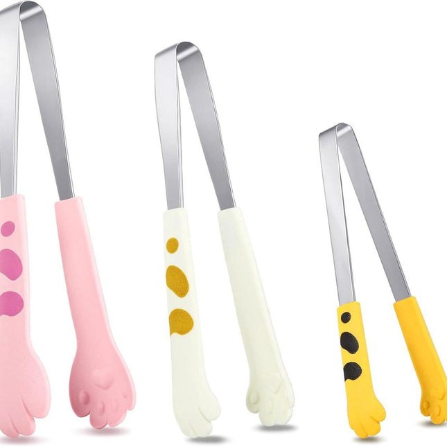 Stainless Steel Kitchen Tongs - Cute Kitchen Tongs for Food - Cute Kitchen Accessories - For Toasting Toast, Bagels, Grilling, etc. - Available in 3 Sizes (Yellow, Pink, White).