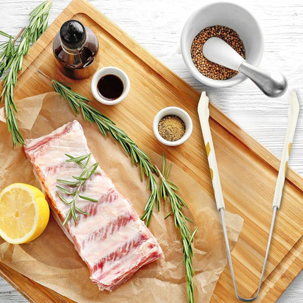Stainless Steel Kitchen Tongs - Cute Kitchen Tongs for Food - Cute Kitchen Accessories - For Toasting Toast, Bagels, Grilling, etc. - Available in 3 Sizes (Yellow, Pink, White).