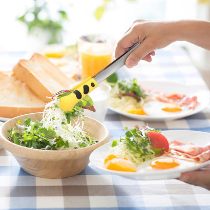 Stainless Steel Kitchen Tongs - Cute Kitchen Tongs for Food - Cute Kitchen Accessories - For Toasting Toast, Bagels, Grilling, etc. - Available in 3 Sizes (Yellow, Pink, White).