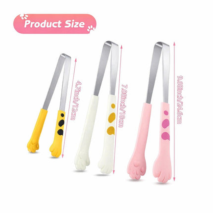Stainless Steel Kitchen Tongs - Cute Kitchen Tongs for Food - Cute Kitchen Accessories - For Toasting Toast, Bagels, Grilling, etc. - Available in 3 Sizes (Yellow, Pink, White).