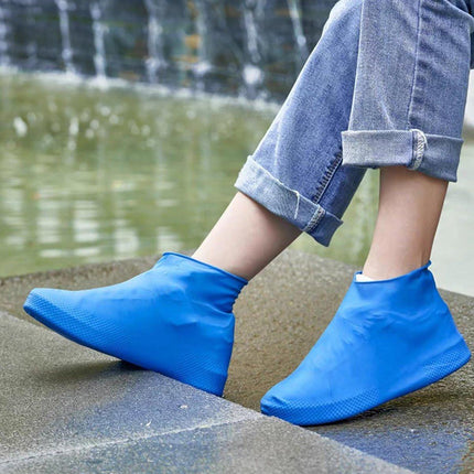 Overshoes - 1 Pair - Waterproof Silicone Overshoes - Reusable, Non-slip, Suitable for Outdoor Activities (Blue - Size L).